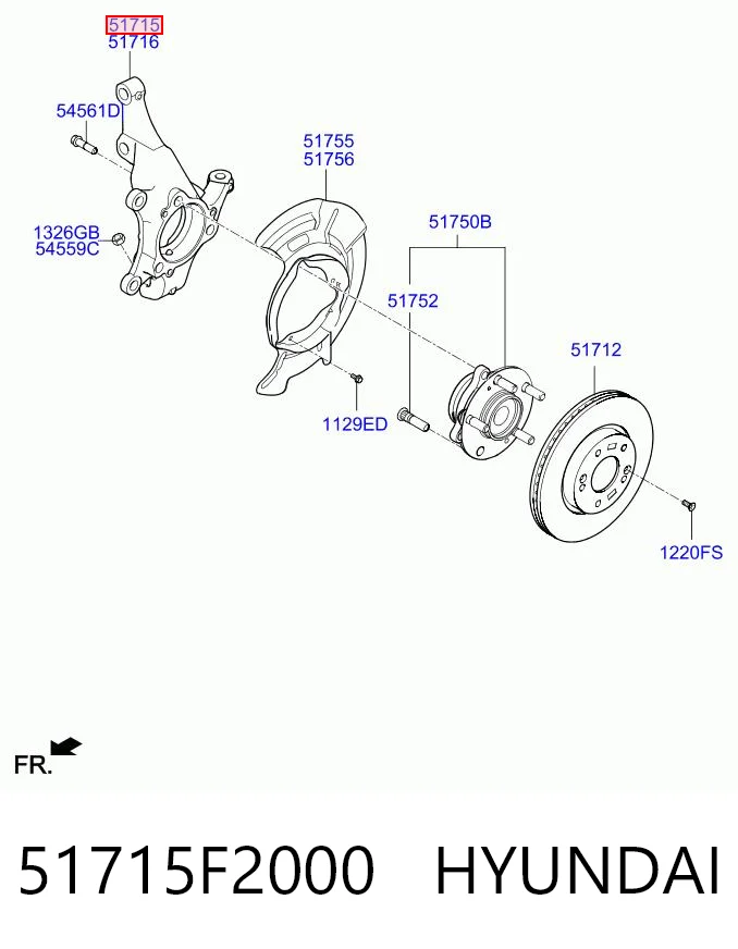 51715F2000 Hyundai/Kia Mangueta delantera izquierda