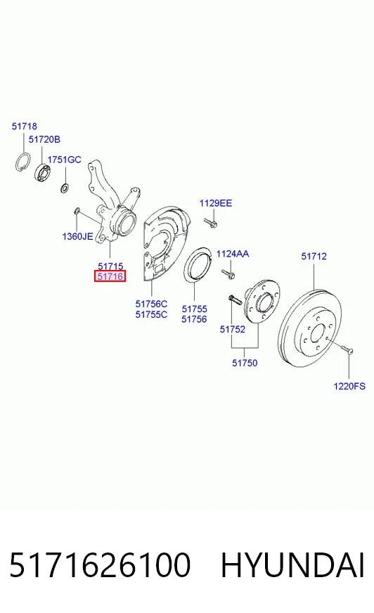 5171626100 Hyundai/Kia Mangueta delantera derecha