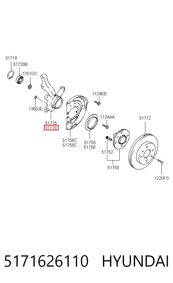 5171626110 Hyundai/Kia Mangueta delantera derecha