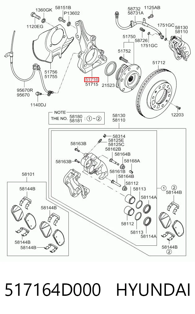 517164D000 Hyundai/Kia Mangueta delantera derecha