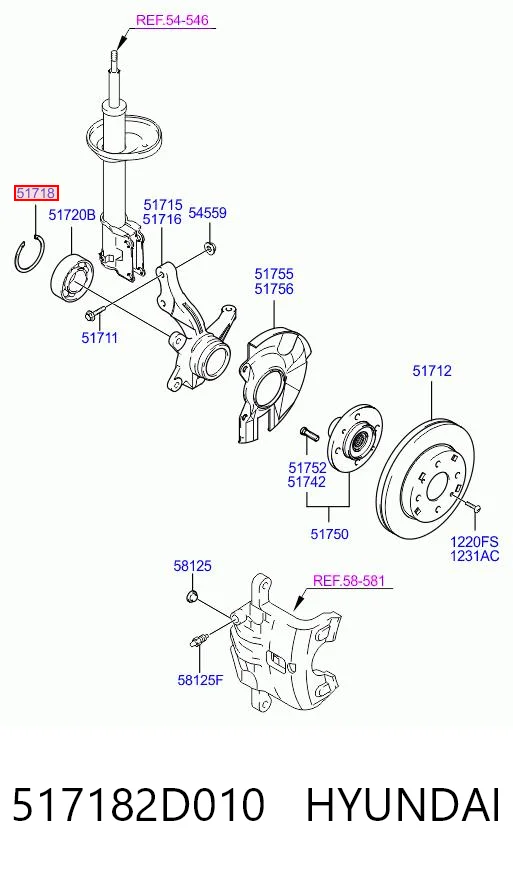 517182D010 Hyundai/Kia Rodamientos de rueda delantero