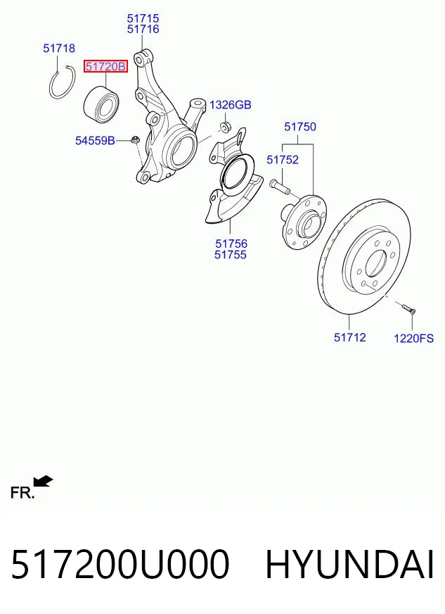 517200U000 Hyundai/Kia Rodamientos de rueda delantero