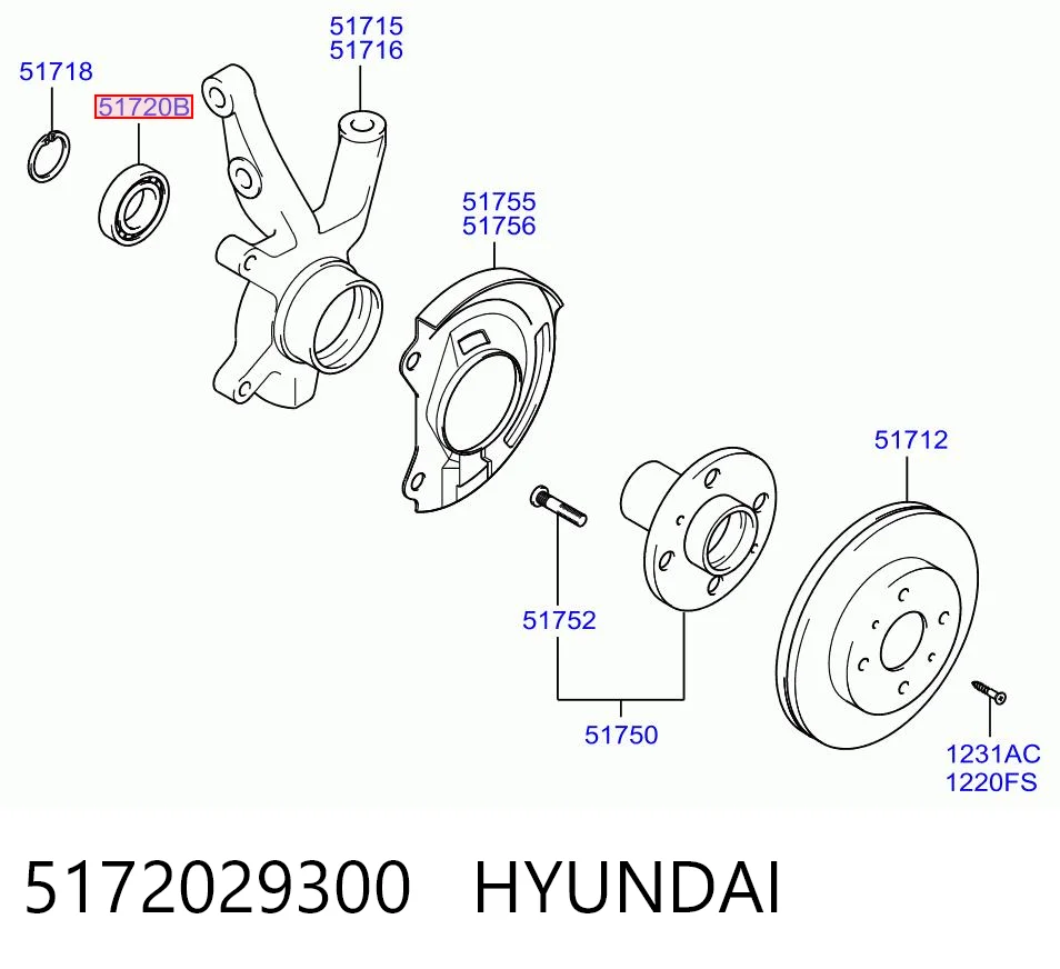 Cojinete de rueda delantera 5172029300 HYUNDAI