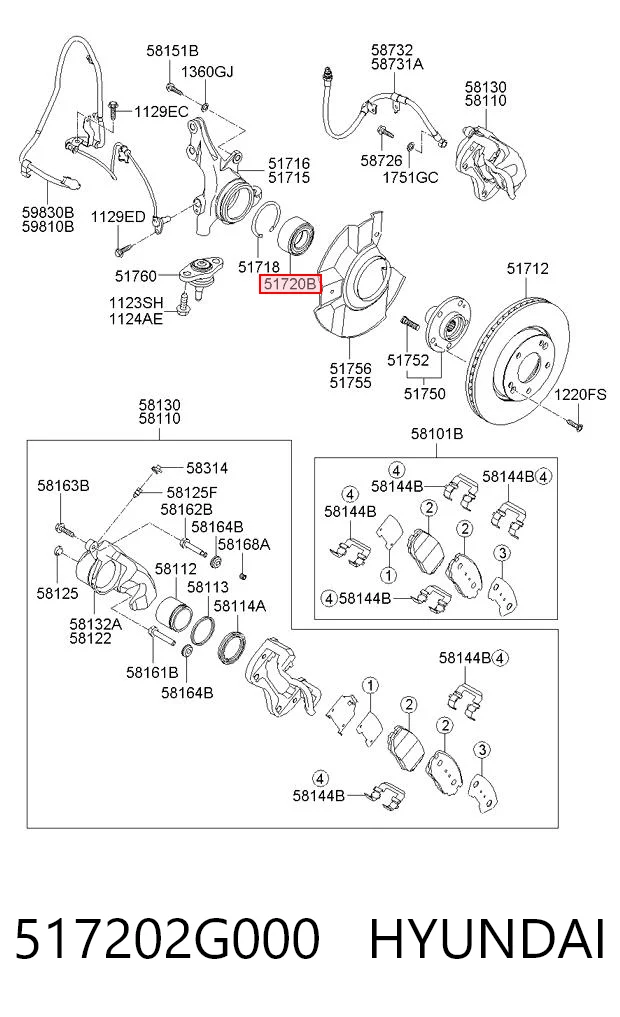 517202G000 Hyundai/Kia Rodamientos de rueda delantero