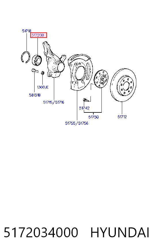 Rodamientos de rueda delantero Hyundai Sonata III (1993-1998)