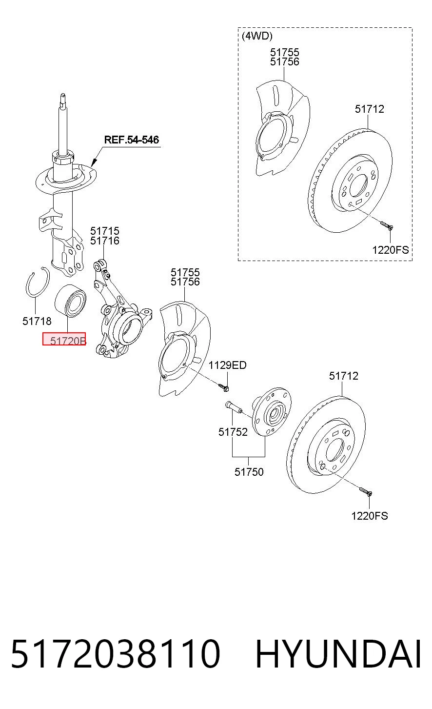 5172038110 Hyundai/Kia Rodamientos de rueda delantero