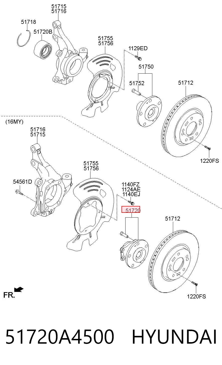 51720A4500 Hyundai/Kia Rodamientos de rueda delantero