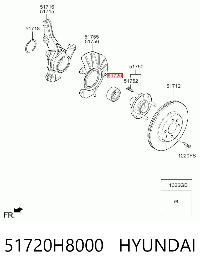51720H8000 Hyundai/Kia Rodamientos de rueda delantero