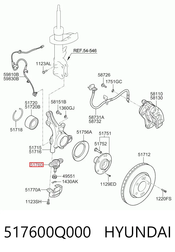 Rótula inferior de suspensión para Hyundai I30 FD