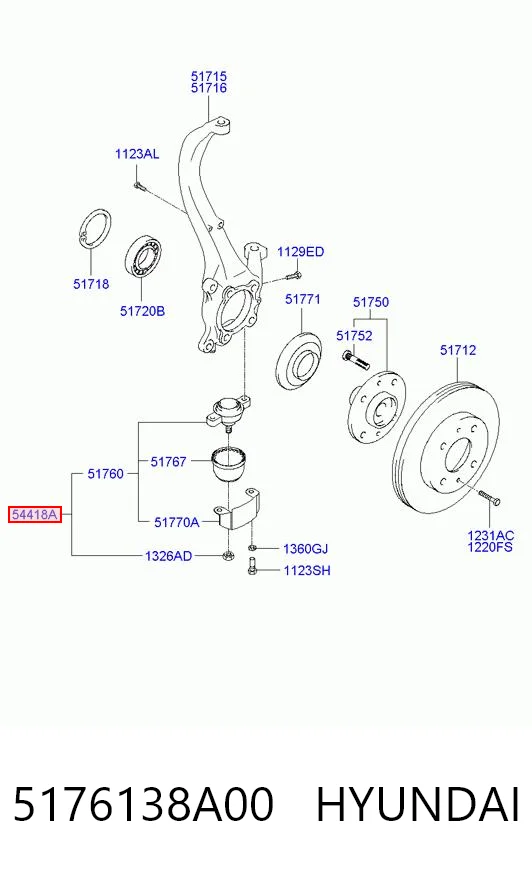 Rótula inferior de suspensión para Hyundai Sonata EU4