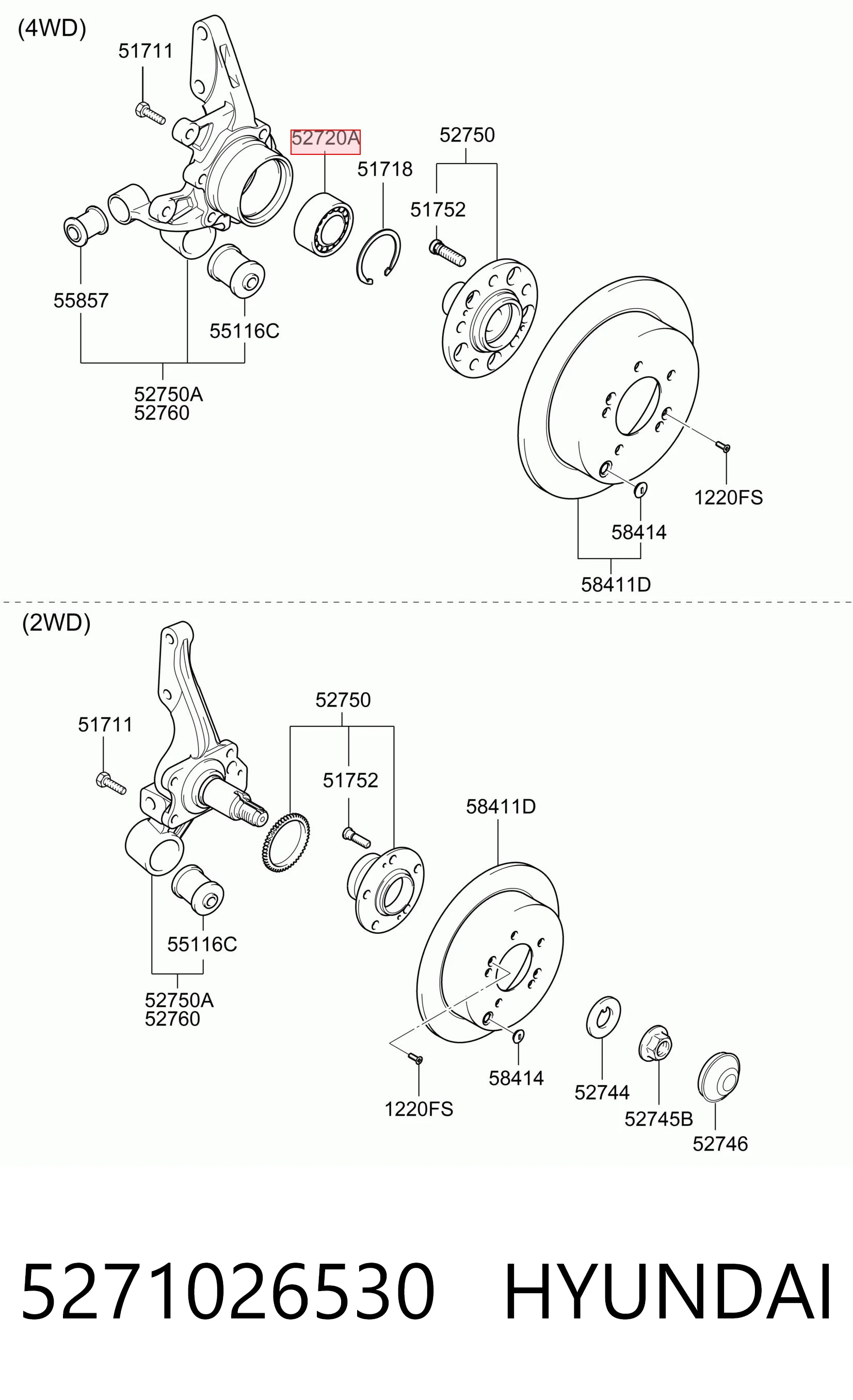 5271026530 Hyundai/Kia Rodamiento de rueda trasera