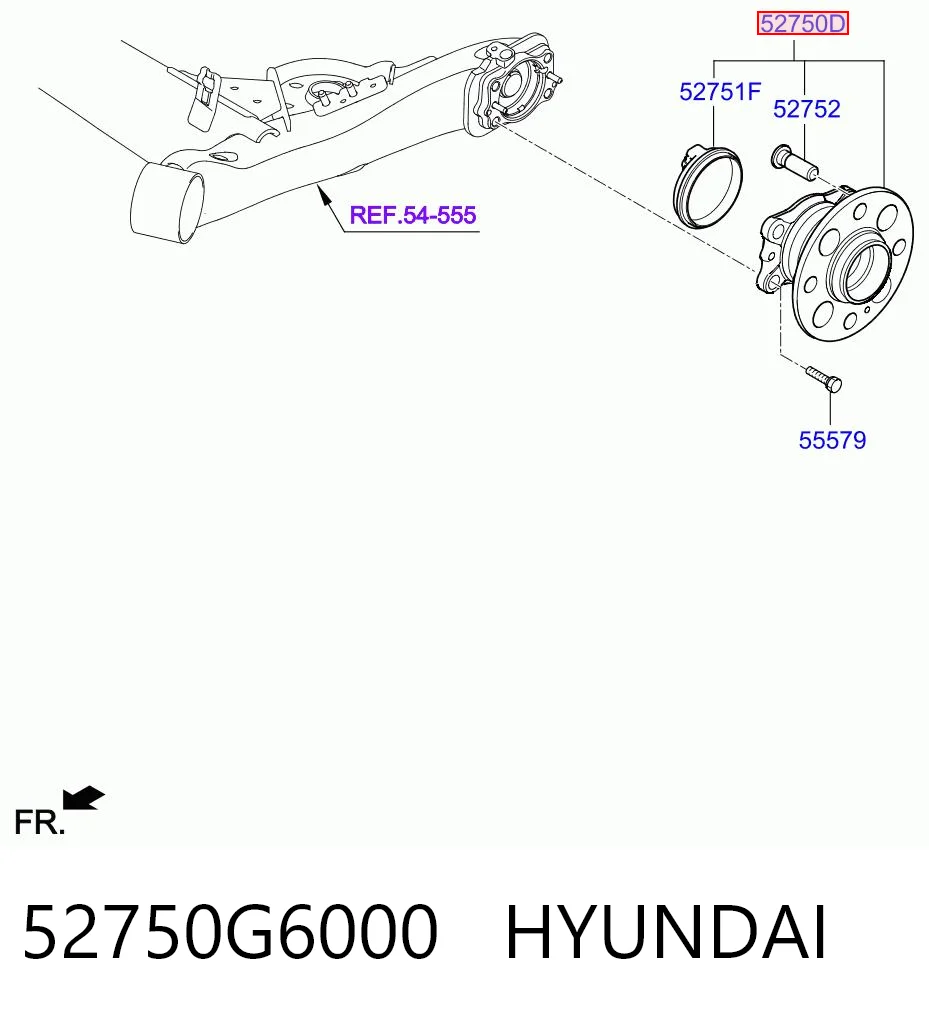 52750G6000 Hyundai/Kia Buje de rueda trasero