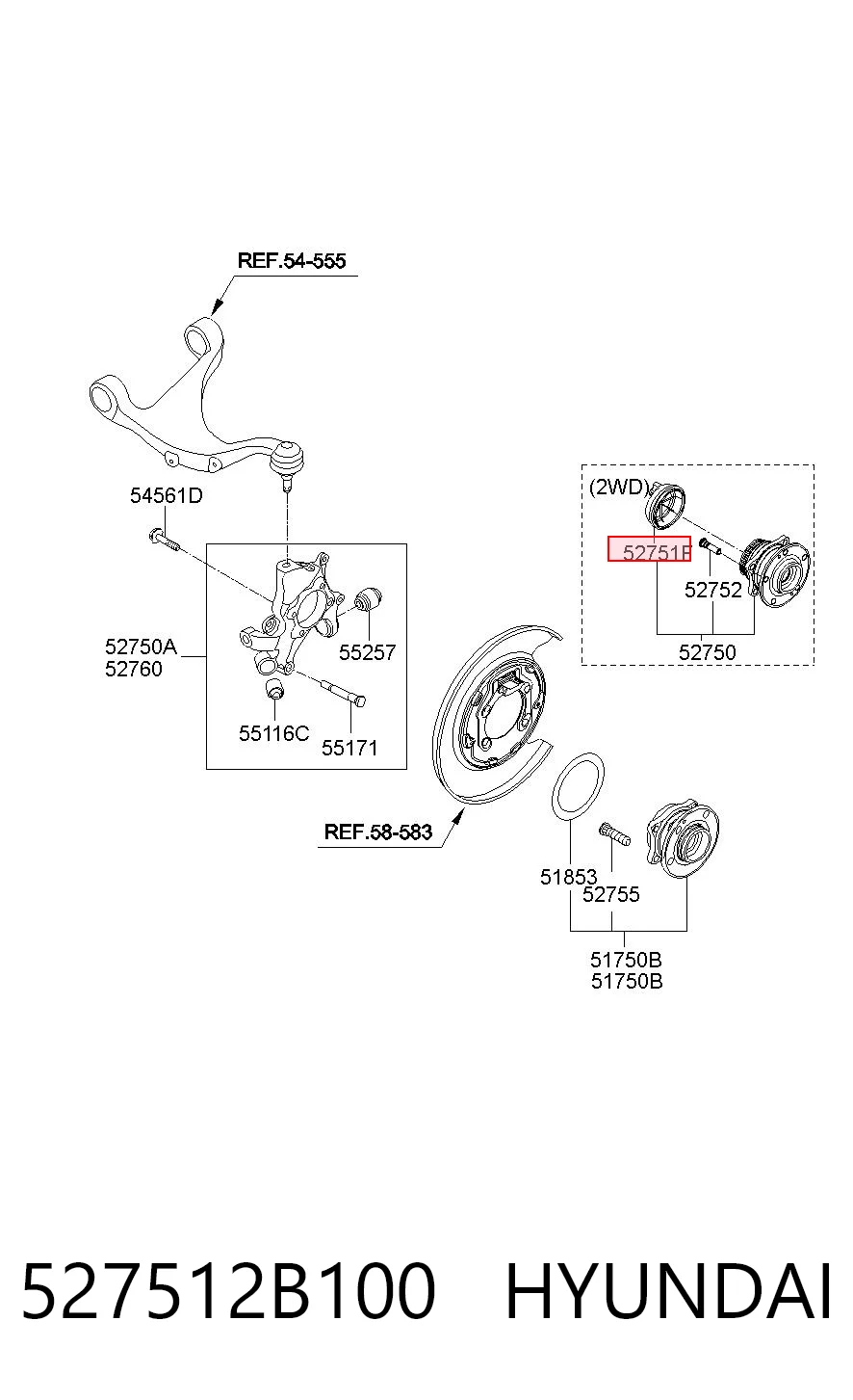 527512B100 Hyundai/Kia Sensor ABS trasero