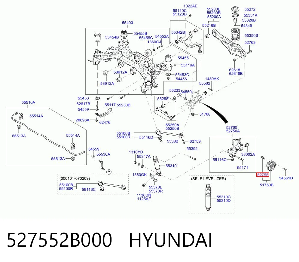 527552B000 Hyundai/Kia Espárrago de rueda trasera