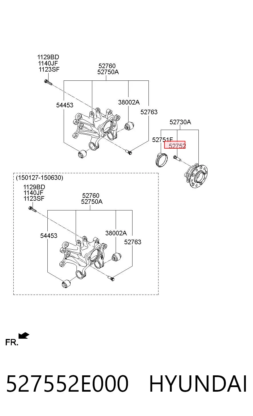 527552E000 Hyundai/Kia Espárrago de rueda delantero