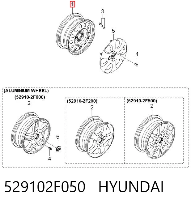 Rin de acero estampado 529102F050 HYUNDAI