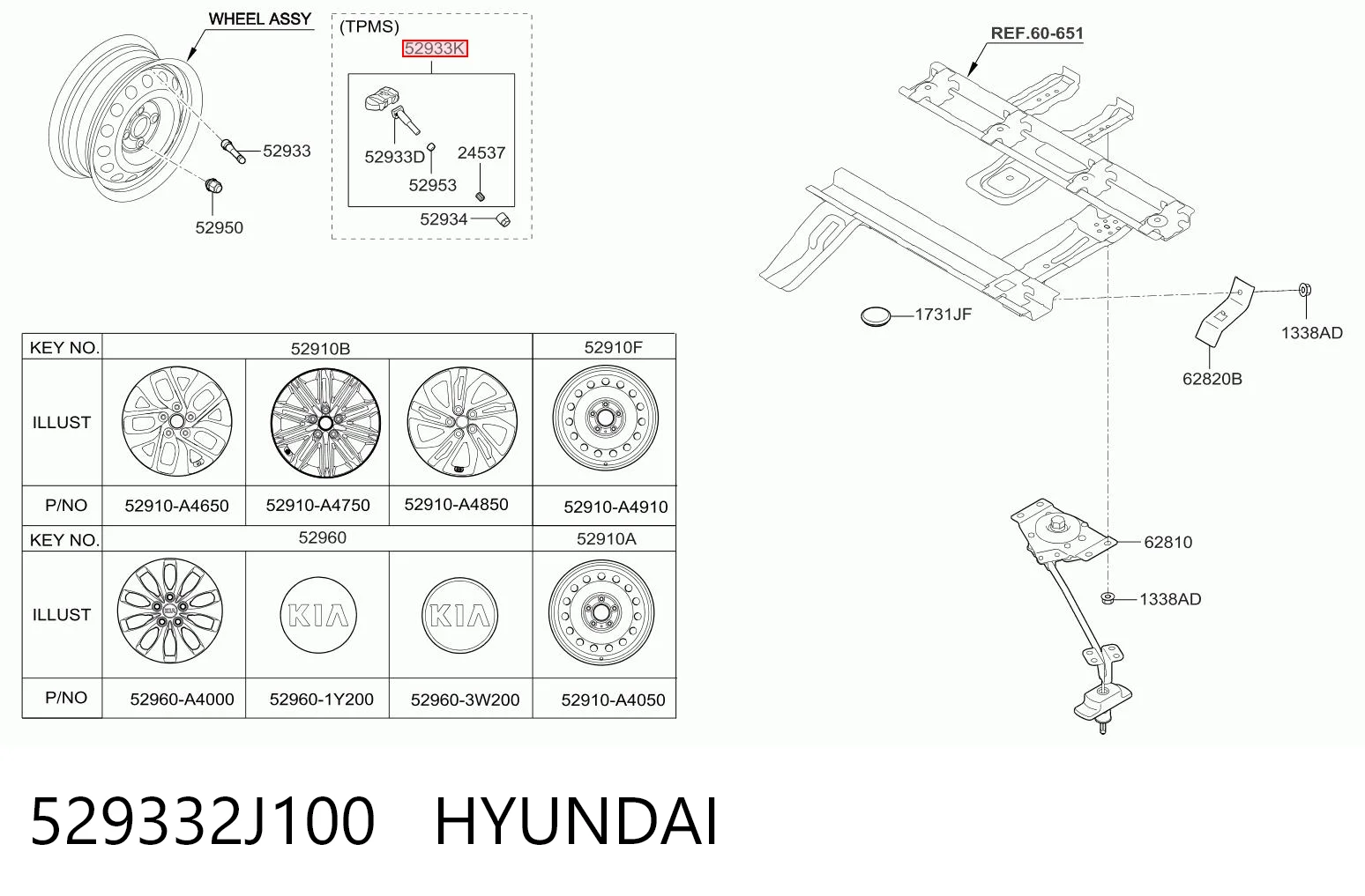 529332J100 Hyundai/Kia Sensor de presión de neumáticos (TPMS)