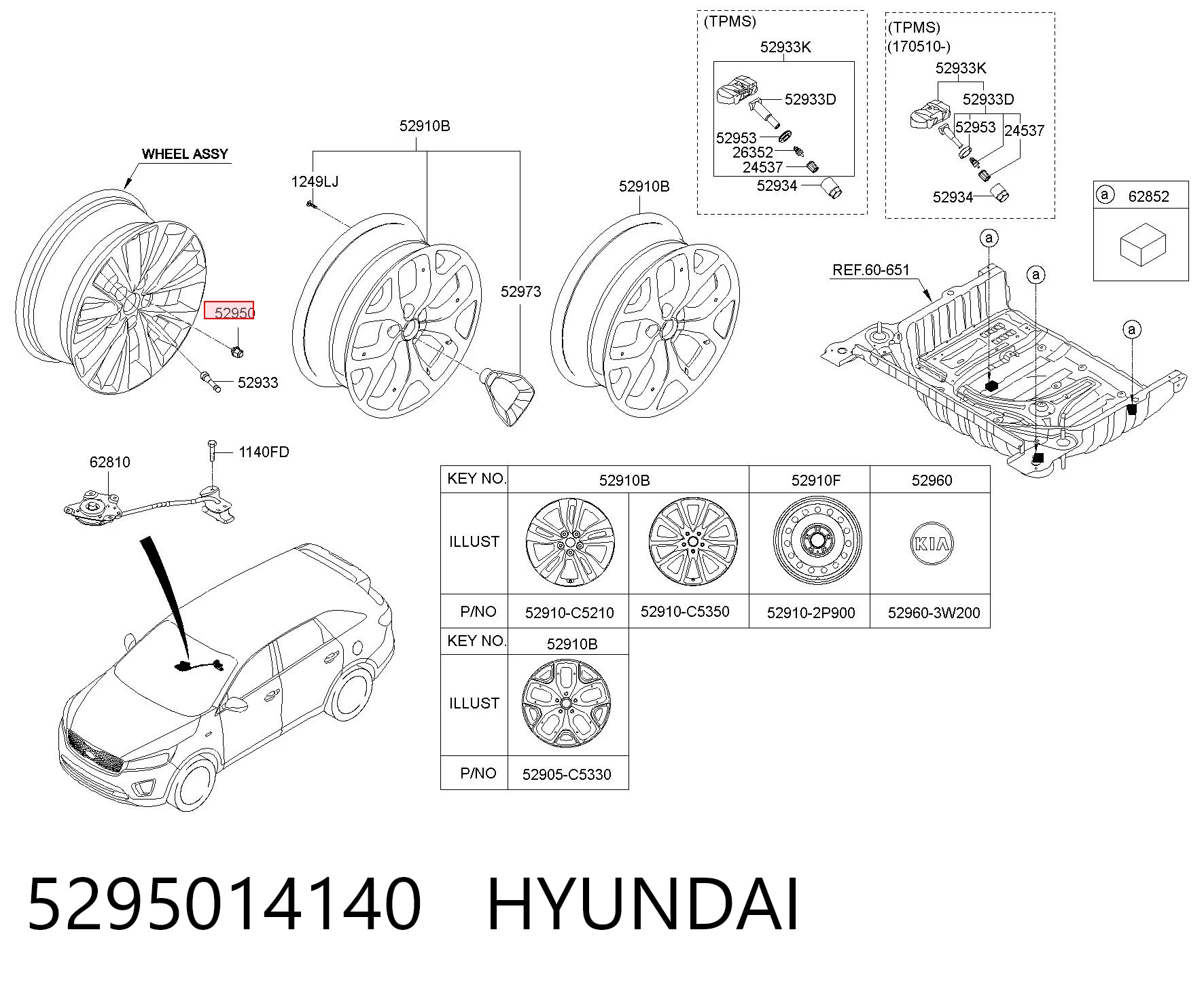 5295014140 Hyundai/Kia Perno de rueda