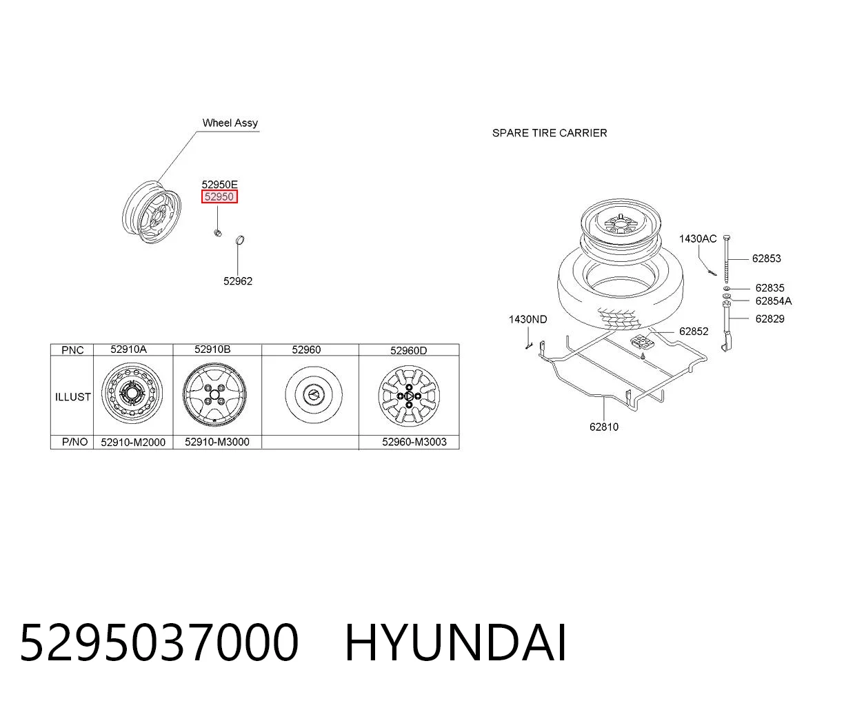5295037000 Hyundai/Kia Perno de rueda