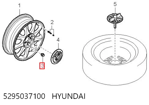Tuerca de rueda HYUNDAI 5295037100