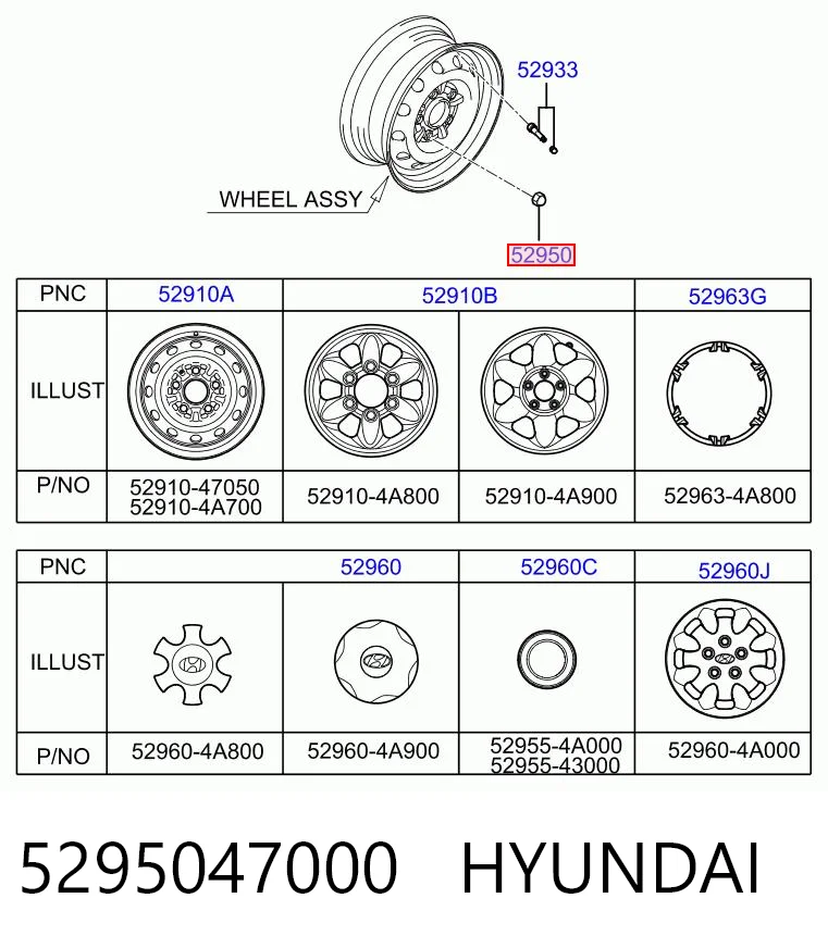 5295047000 Hyundai/Kia Perno de rueda