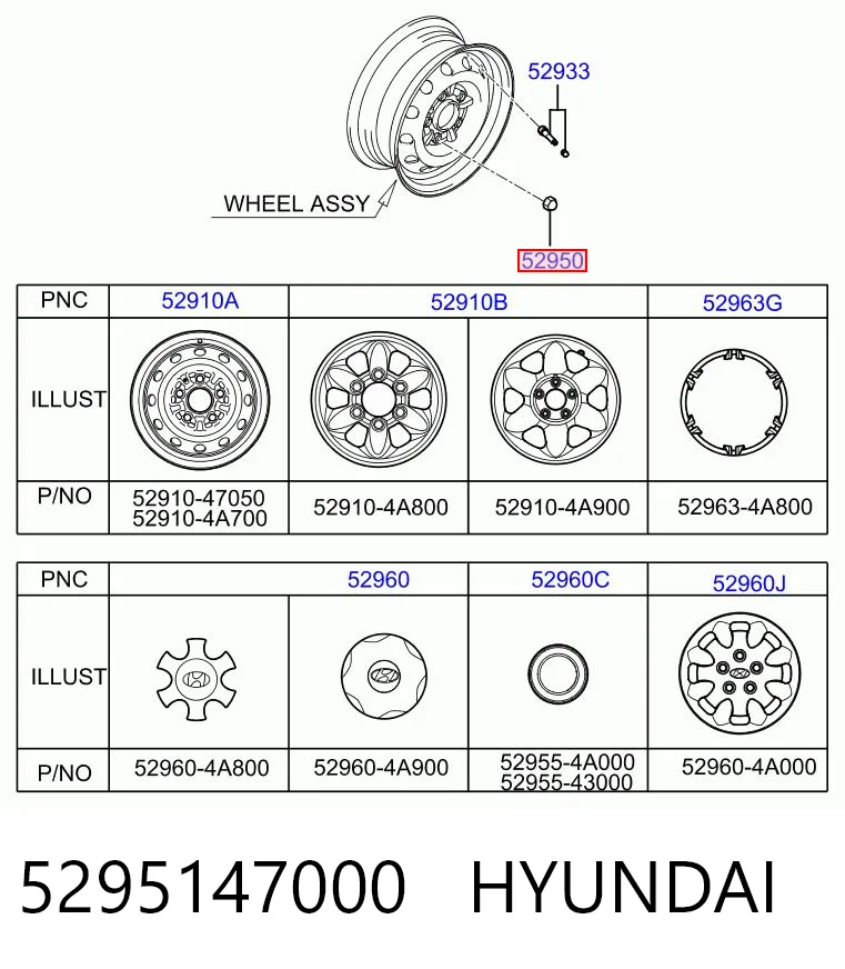 5295147000 Hyundai/Kia Perno de rueda