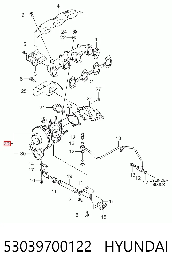53039700122 Hyundai/Kia Turbo para motor