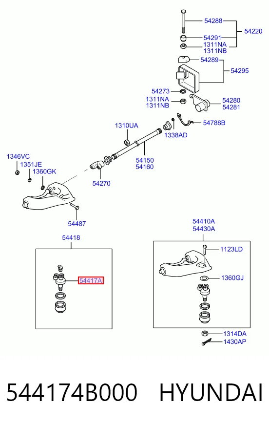 Rótula de suspensión superior 544174B000 HYUNDAI