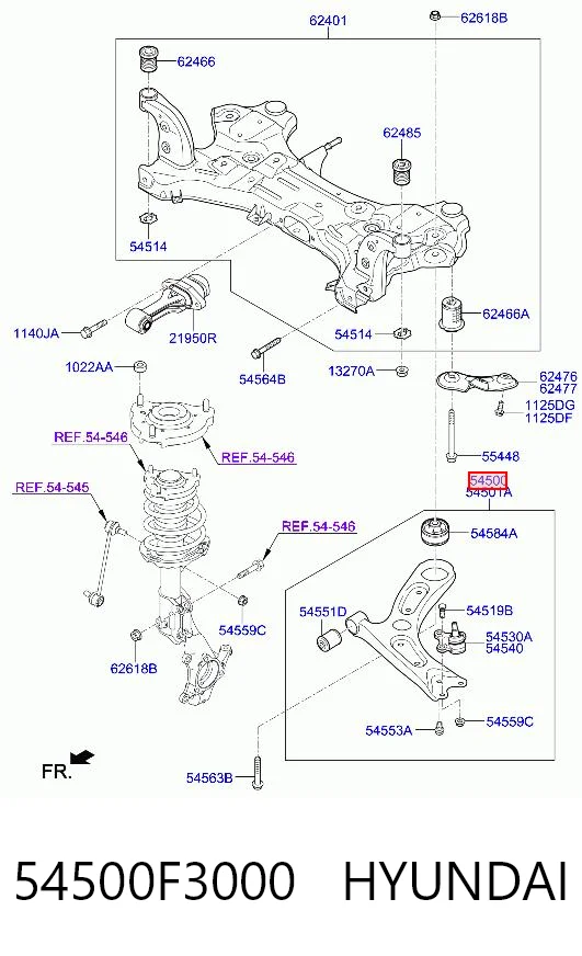 54500F3000 Hyundai/Kia Brazo inferior izquierdo de la suspensión delantera