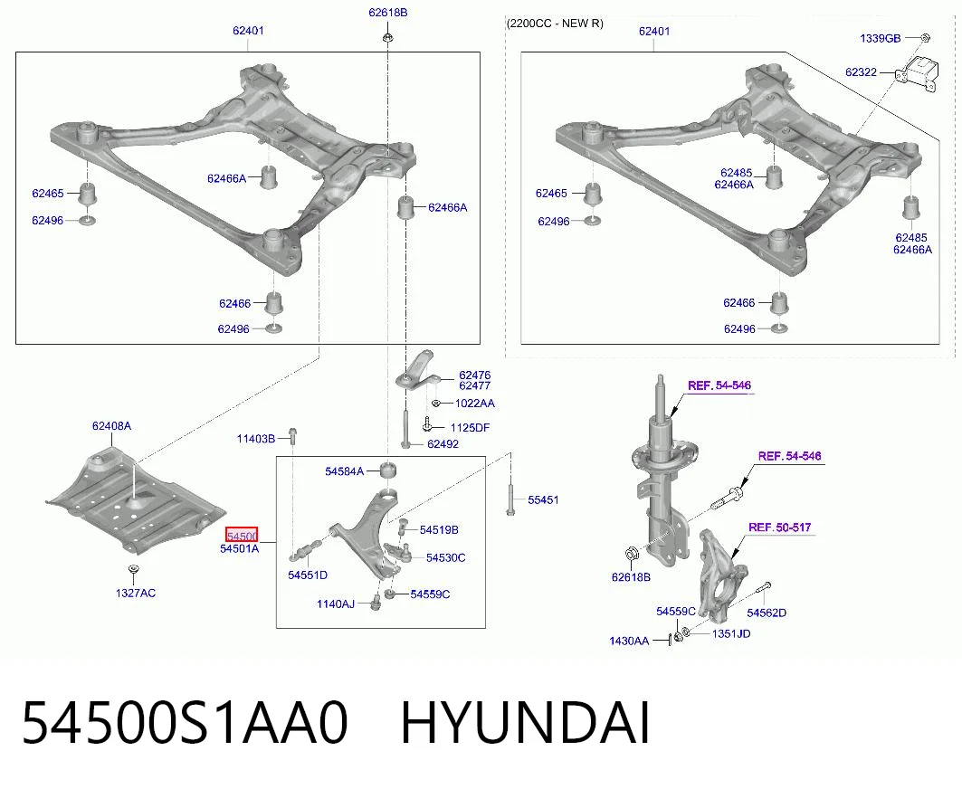 54500S1AA0 Hyundai/Kia Brazo inferior izquierdo de la suspensión delantera