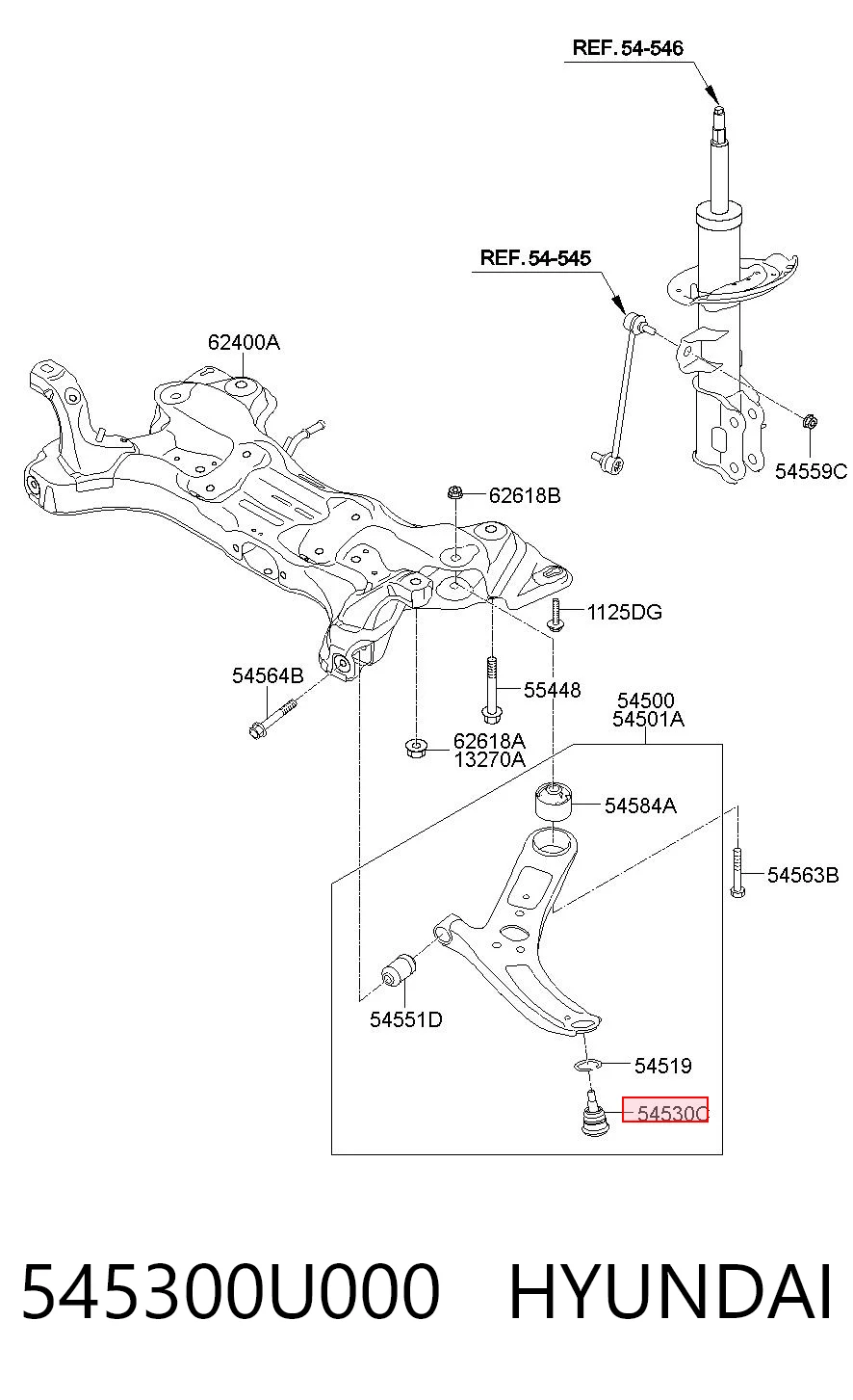 545300U000 Hyundai/Kia Rótula inferior de suspensión