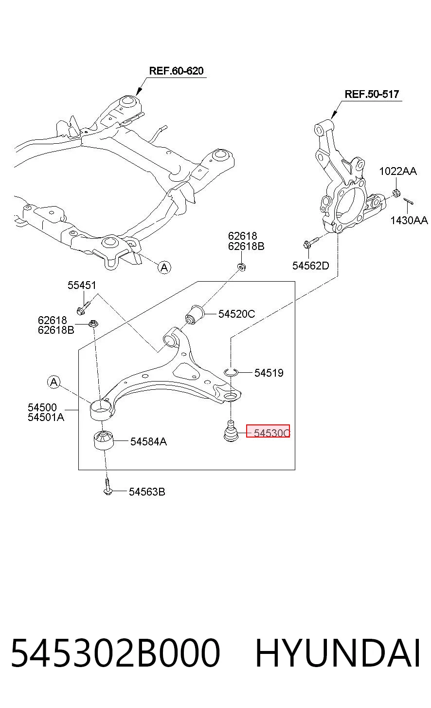 545302B000 Hyundai/Kia Rótula inferior de suspensión