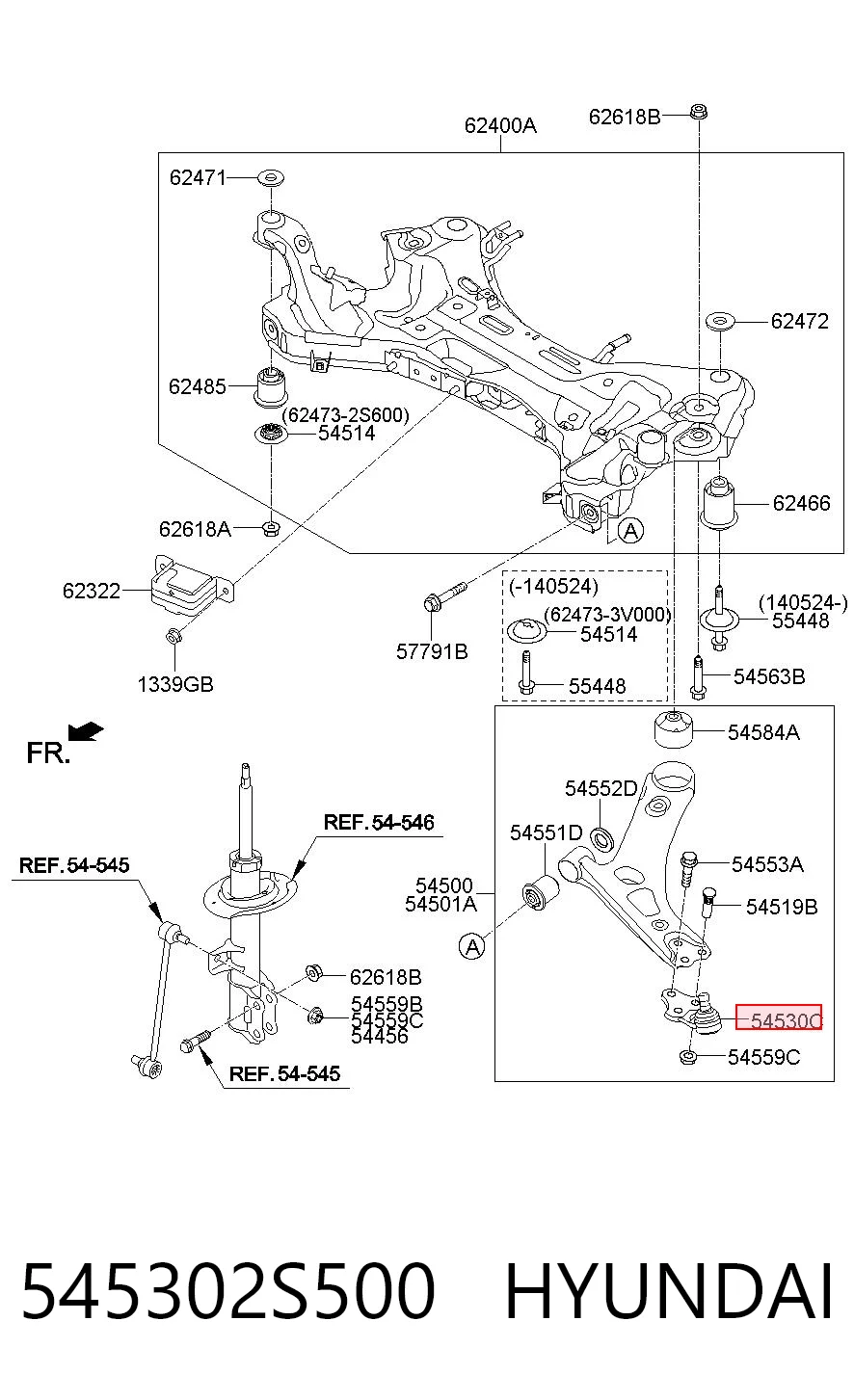 545302S500 Hyundai/Kia Rótula inferior de suspensión