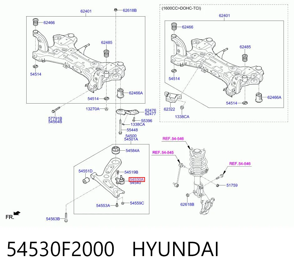54530F2000 Hyundai/Kia Rótula de suspensión inferior izquierda