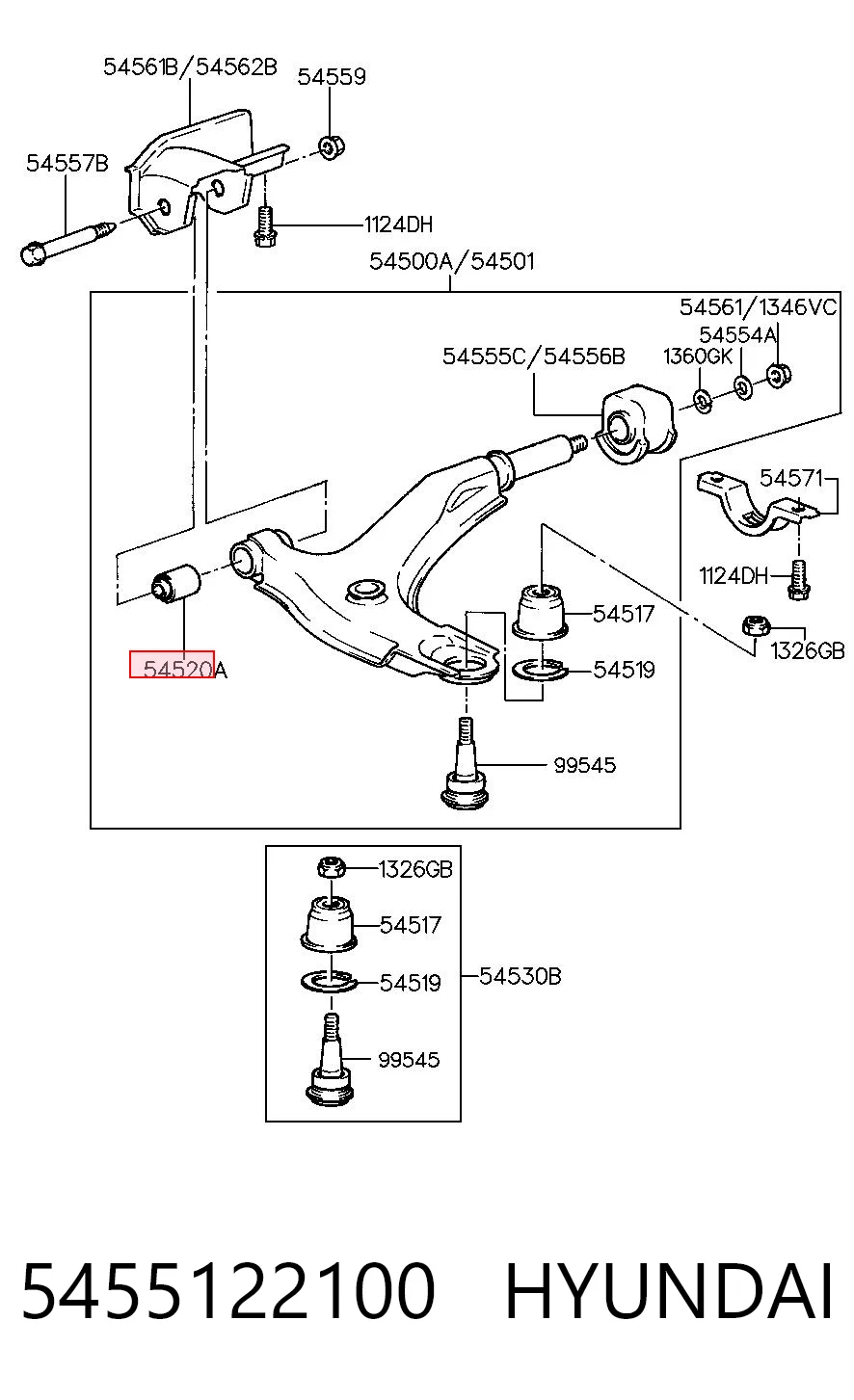 Silentblock del brazo de suspensión para Hyundai Atos MX