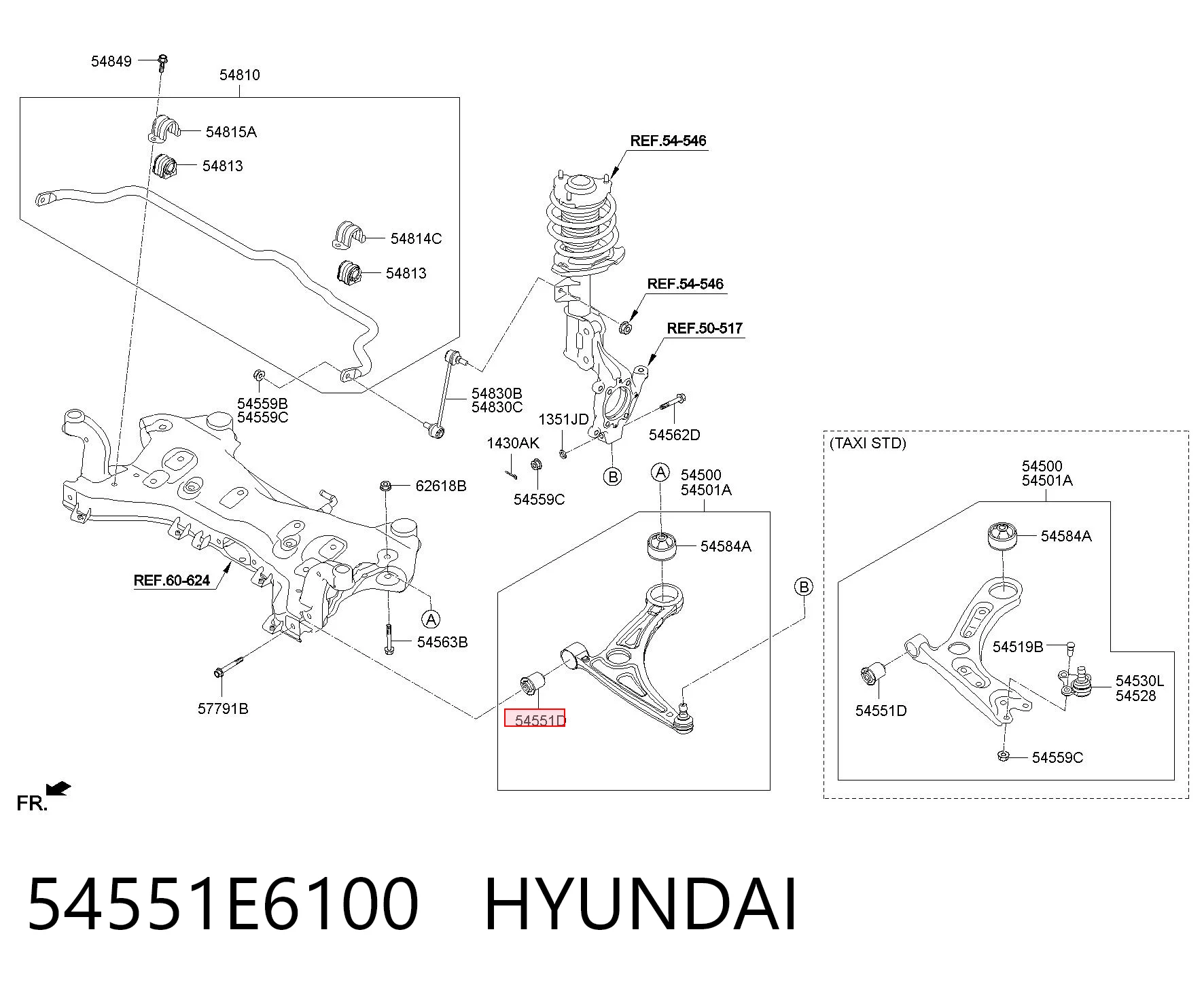 54551E6100 Hyundai/Kia Silentblock de brazo de suspensión delantero inferior