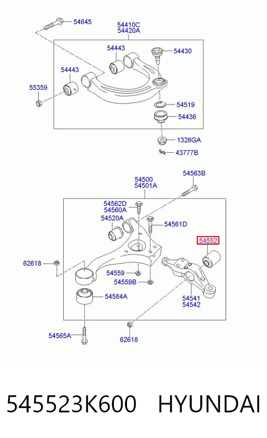 545523K600 Hyundai/Kia Silentblock de brazo de suspensión delantero inferior