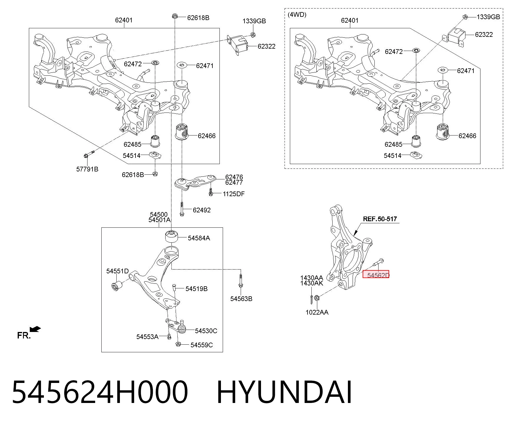 545624H000 Hyundai/Kia Tornillo de fijación de la rótula de suspensión delantera al muñón