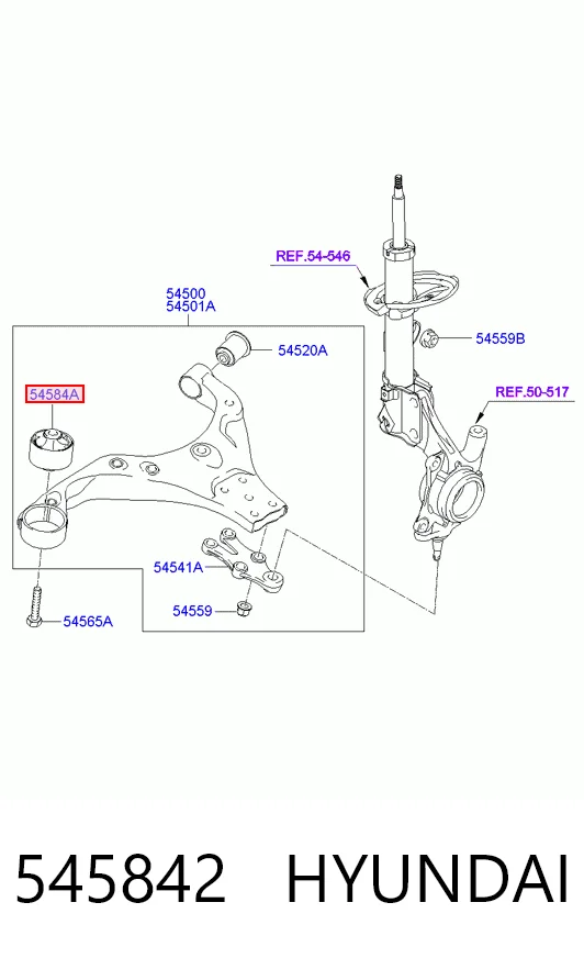 545842 Hyundai/Kia Silentblock de brazo de suspensión delantero inferior