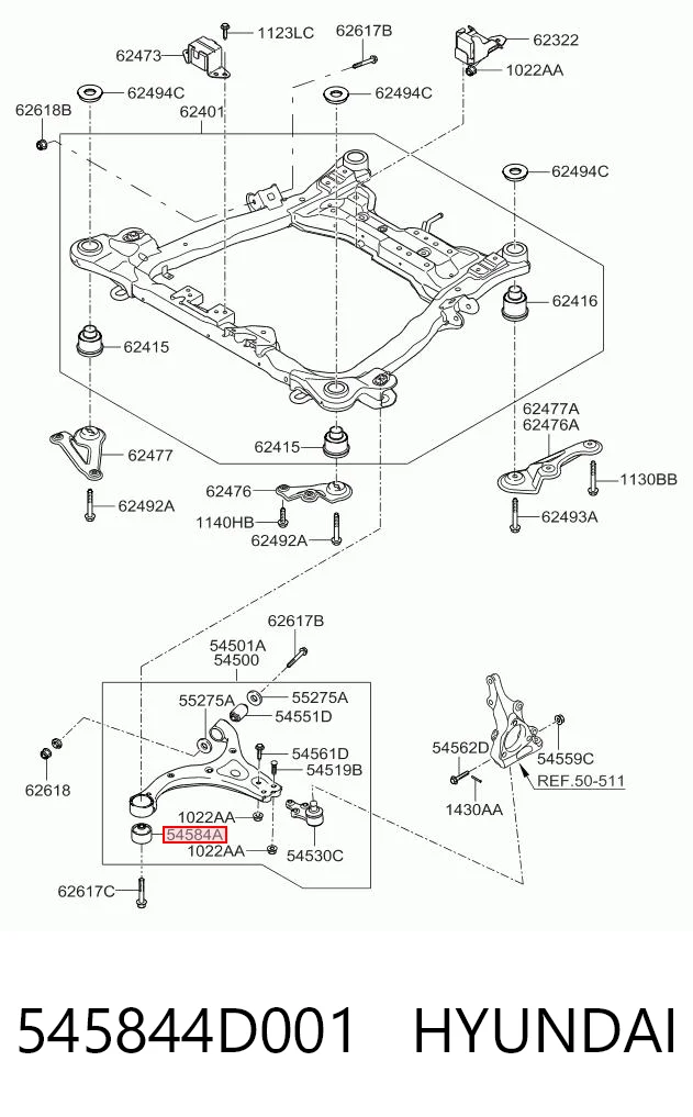 Buje delantero inferior del brazo de suspensión 545844D001 HYUNDAI