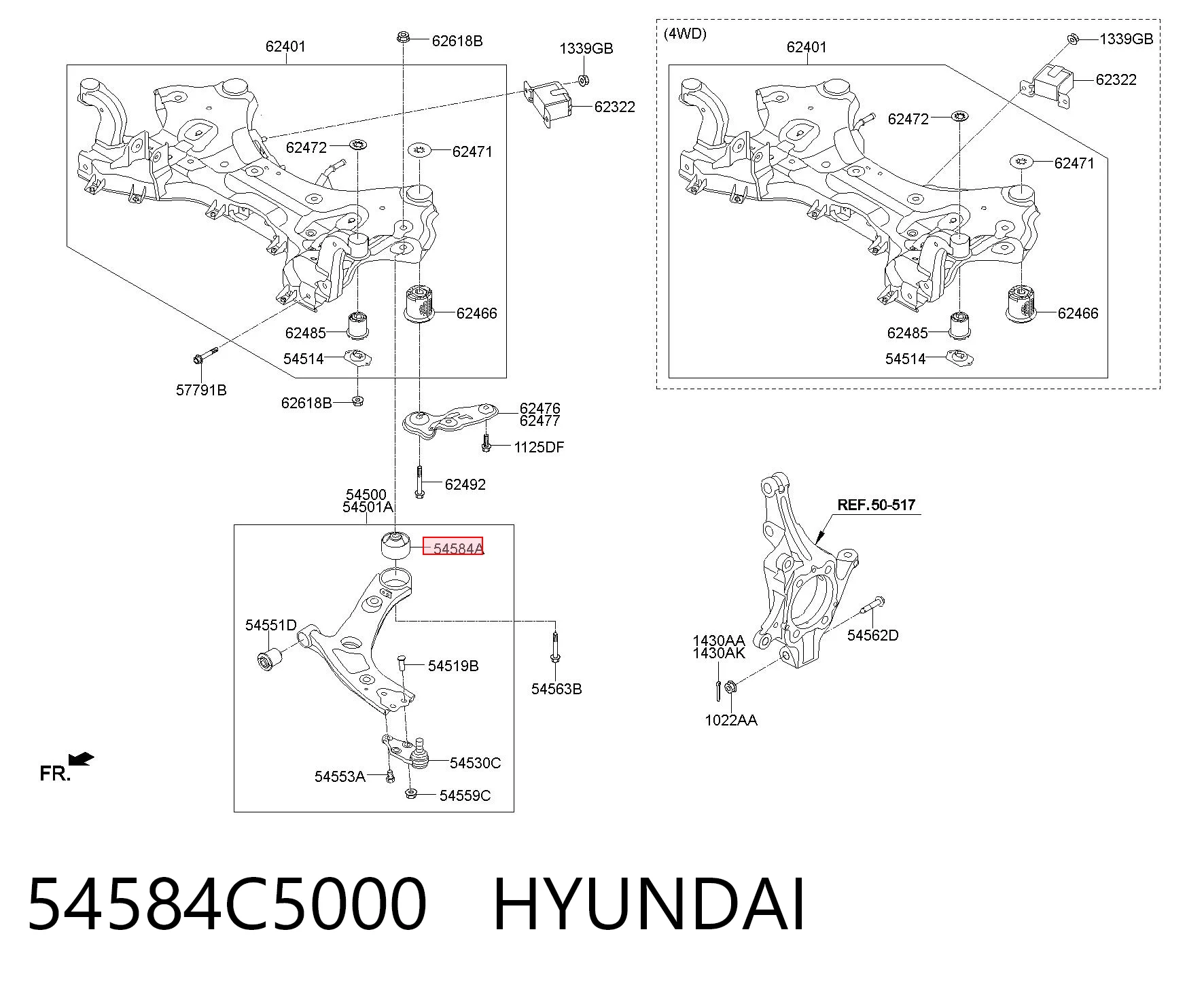 54584C5000 Hyundai/Kia Silentblock de brazo de suspensión delantero inferior