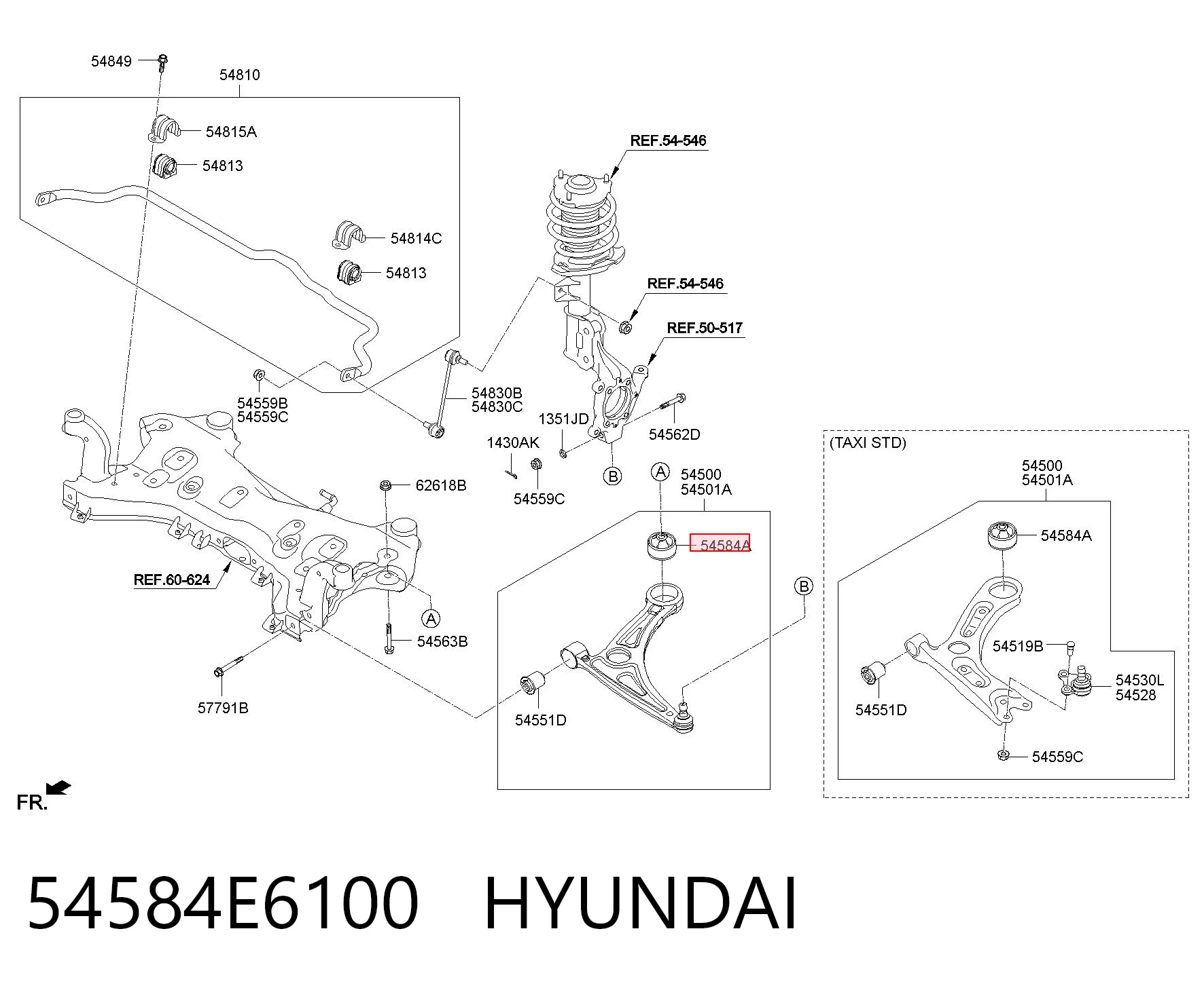 54584E6100 Hyundai/Kia Silentblock de brazo de suspensión delantero inferior