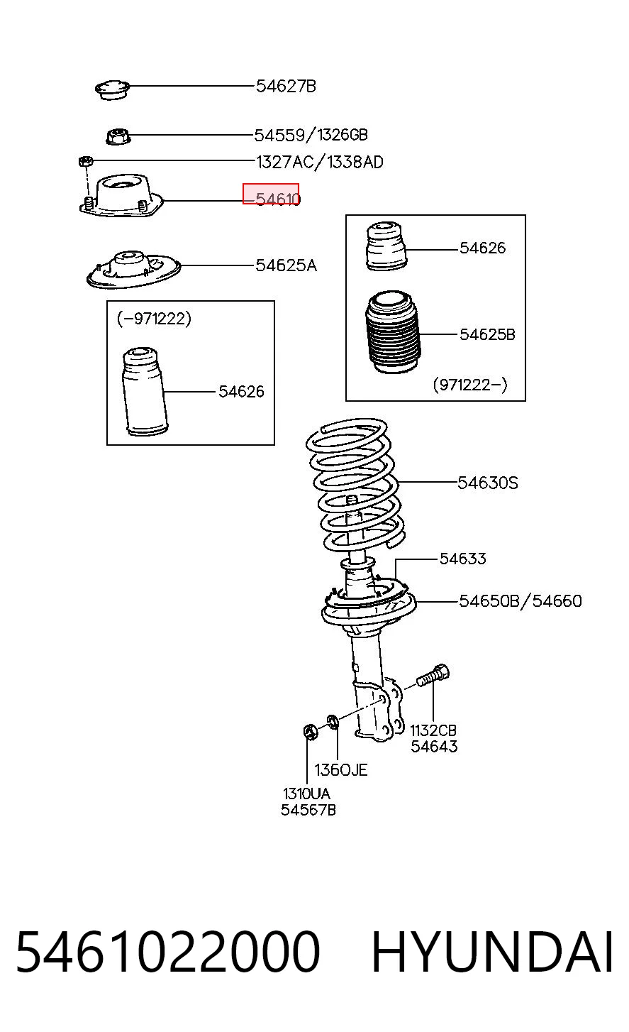 5461022000 Hyundai/Kia Soporte del amortiguador delantero
