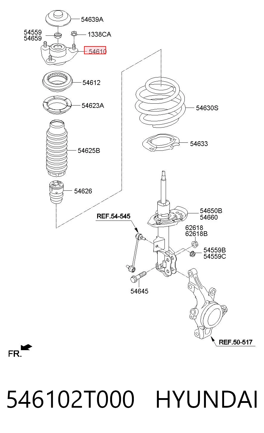 546102T000 Hyundai/Kia Soporte del amortiguador delantero