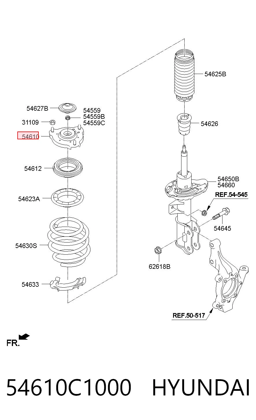 54610C1000 Hyundai/Kia Soporte del amortiguador delantero