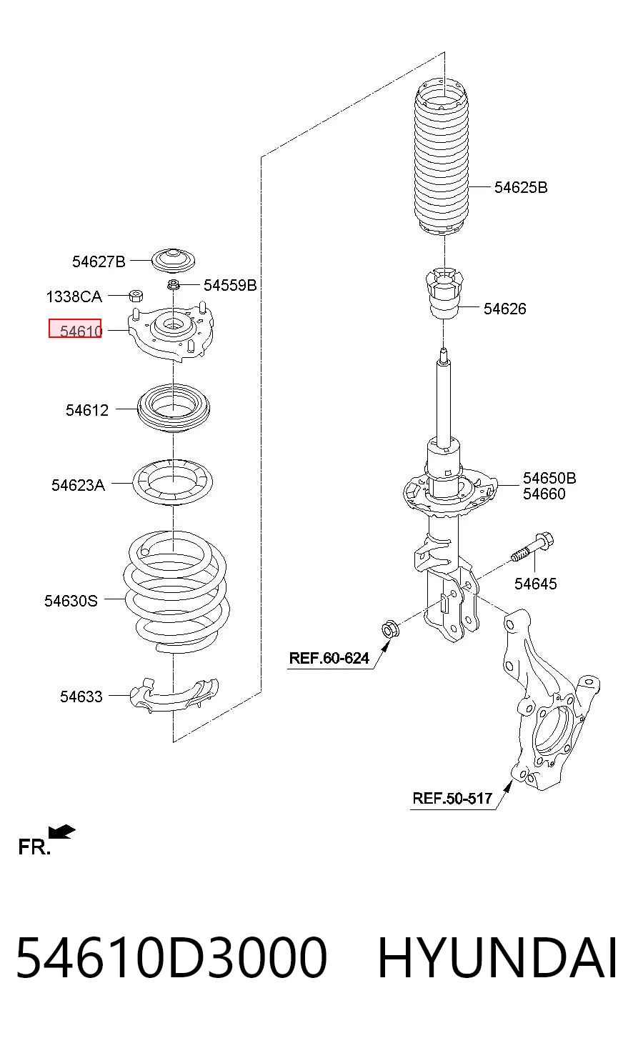 54610D3000 Hyundai/Kia Soporte del amortiguador delantero