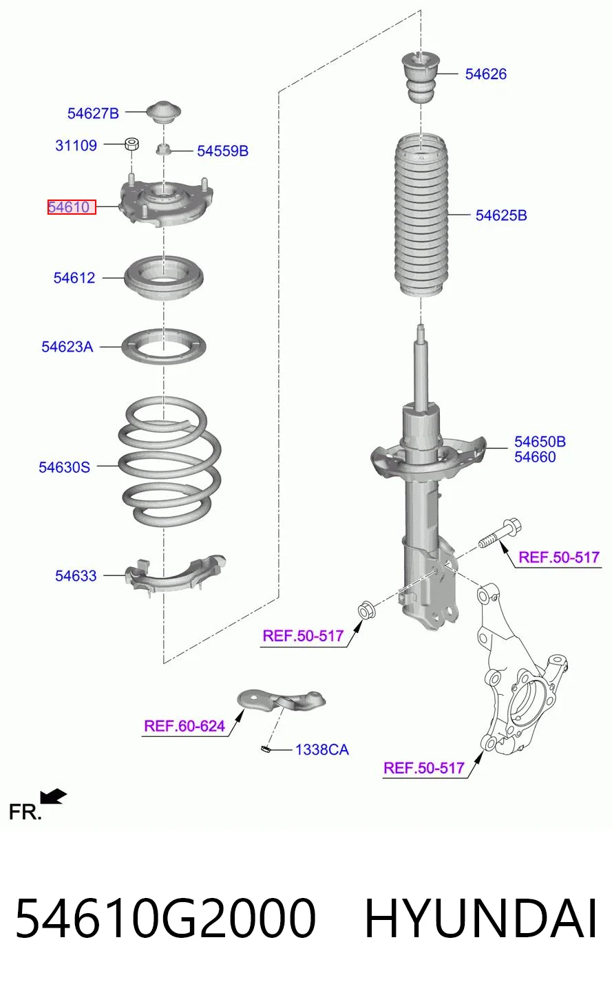 54610G2000 Hyundai/Kia Soporte del amortiguador delantero