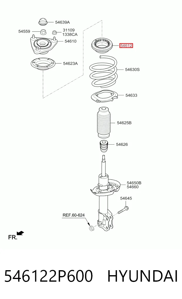 Rodamiento de soporte del amortiguador delantero 546122P600 HYUNDAI