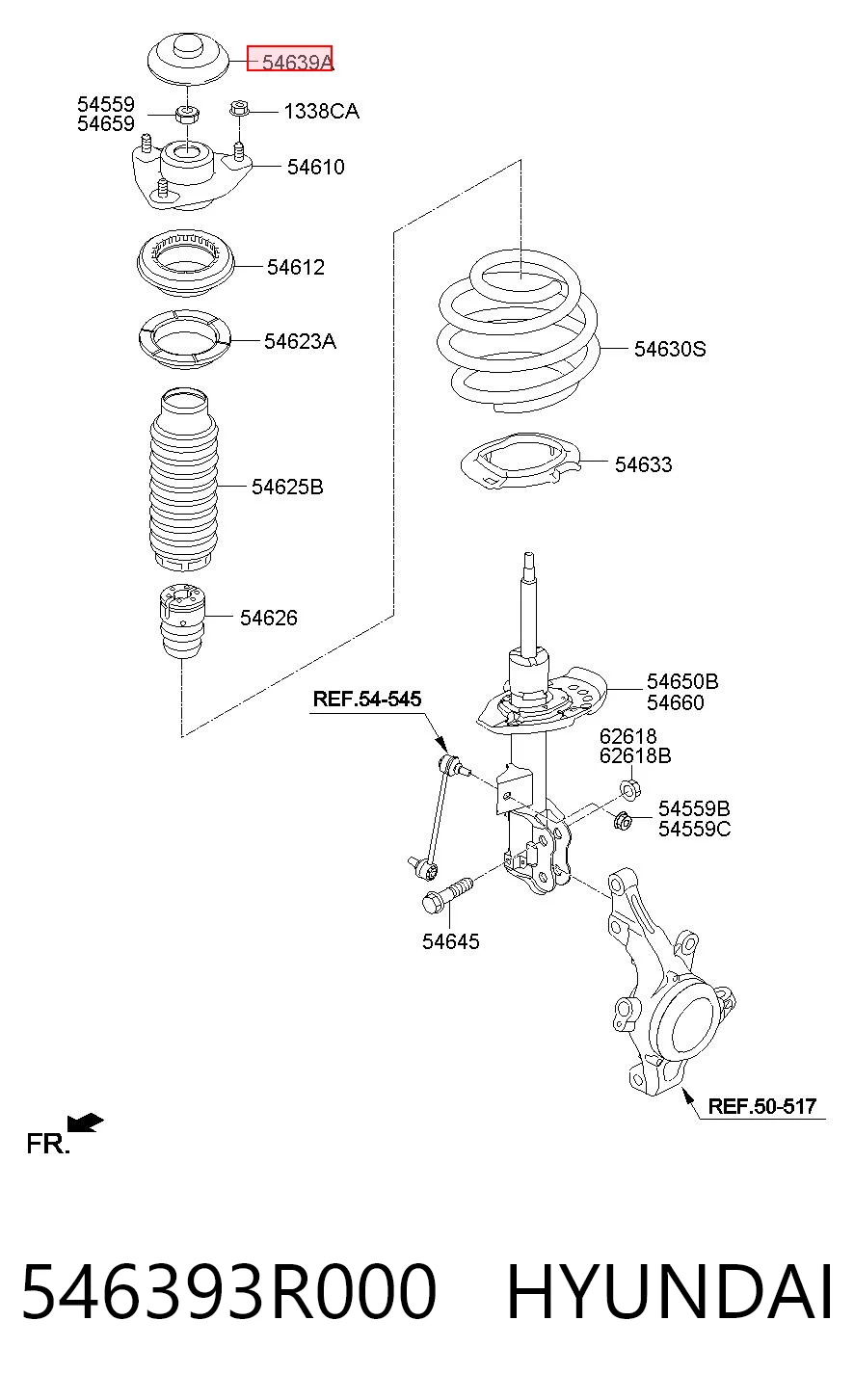 546393R000 Hyundai/Kia Cubierta de soporte del amortiguador delantero