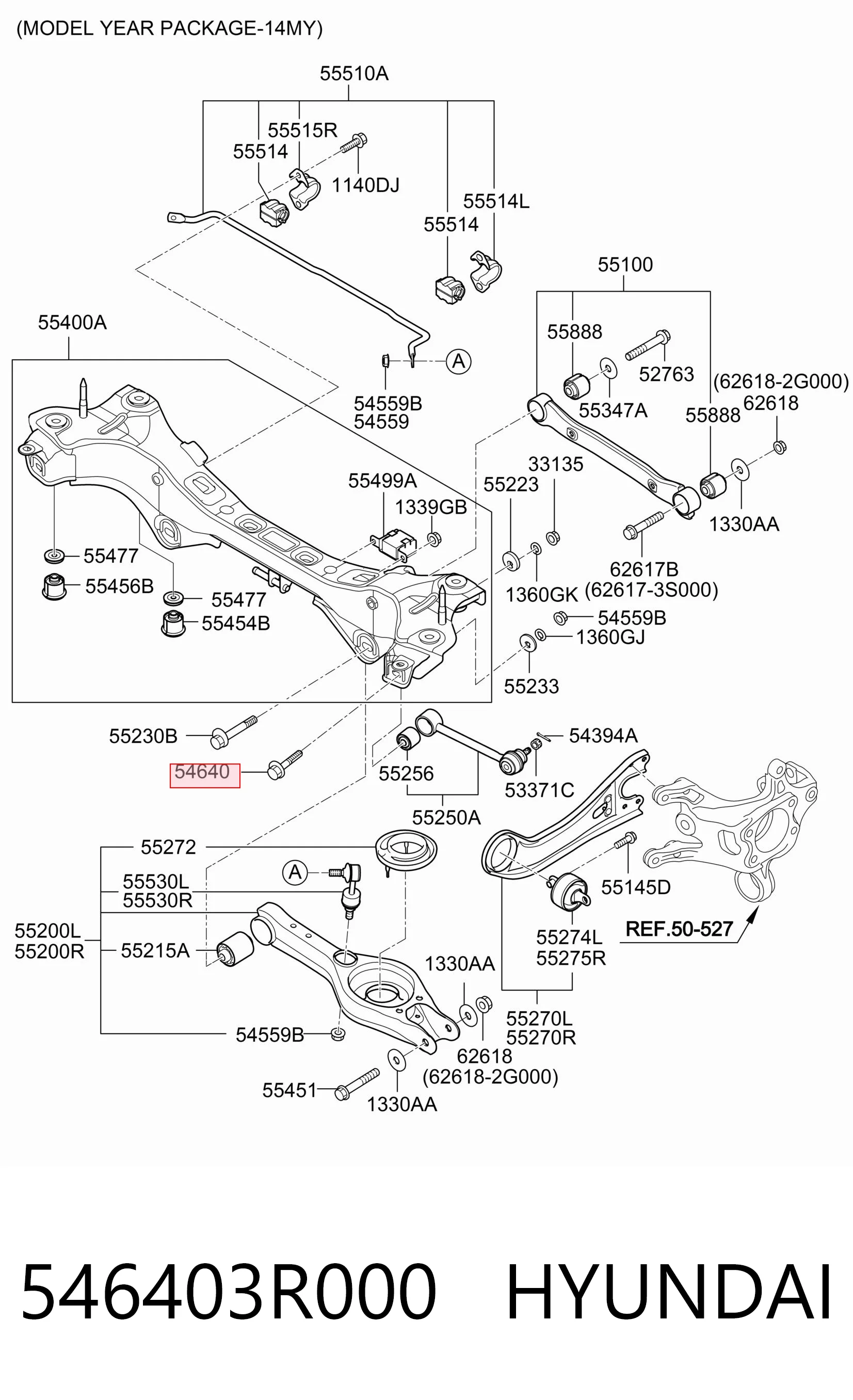 546403R000 Hyundai/Kia Perno interior del brazo de caída trasero